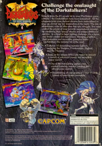 Darkstalkers - The Night Warriors (US) box cover back